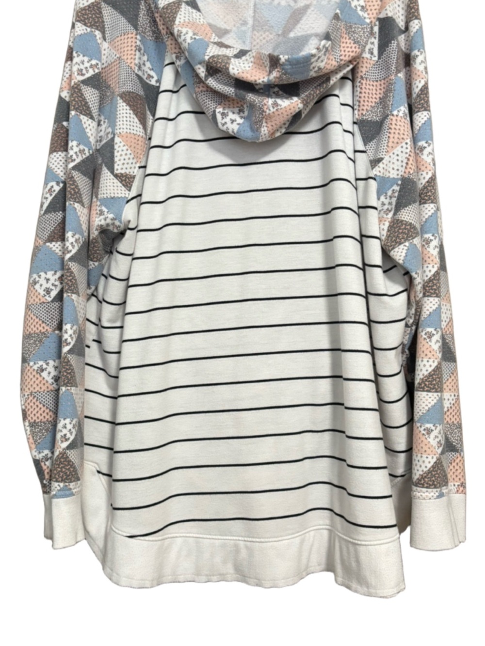Striped Patchwork Lace Up Harmony Hoodie - Picture 3 of 6